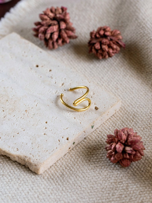 Curve Loop Brass Ring Adjustable (Anti Tarnish)