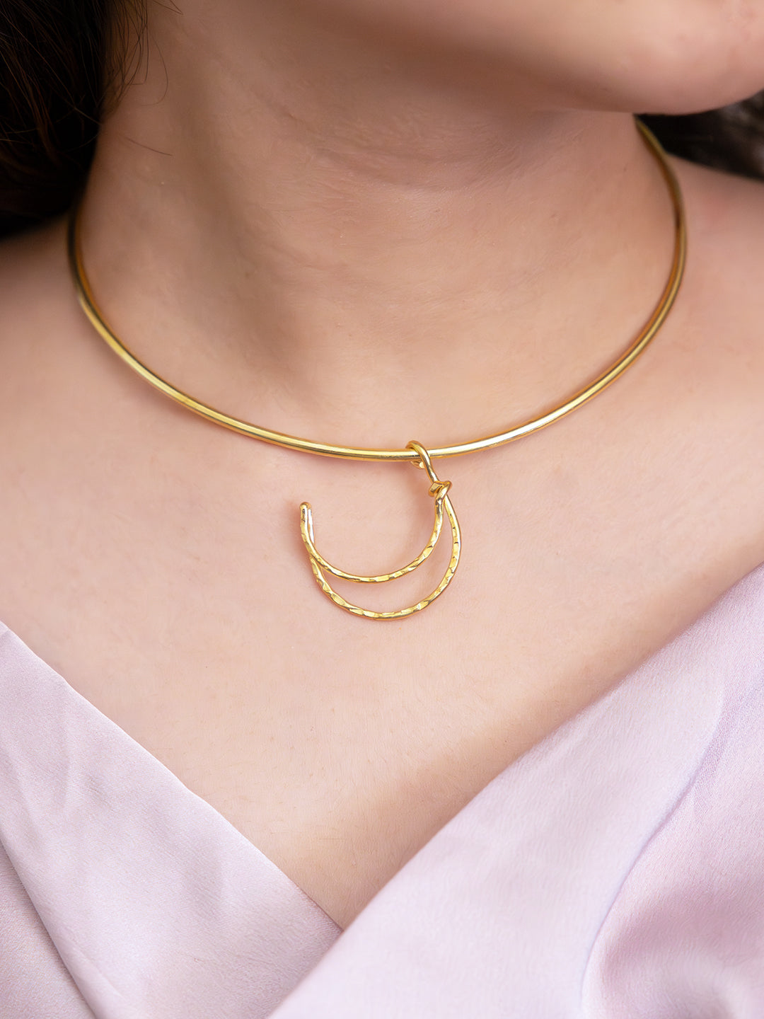 Luna Curve Brass Adjustable Choker (Anti Tarnish)