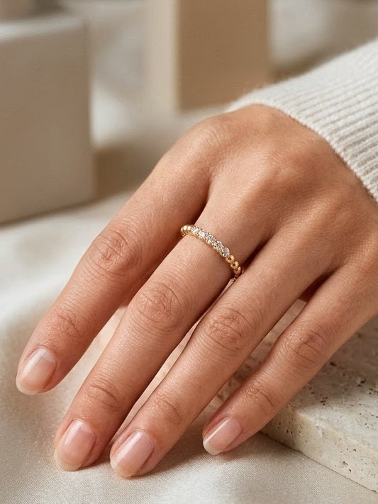 Dainty Sparkle Adjustable Brass Ring (Anti Tarnish)