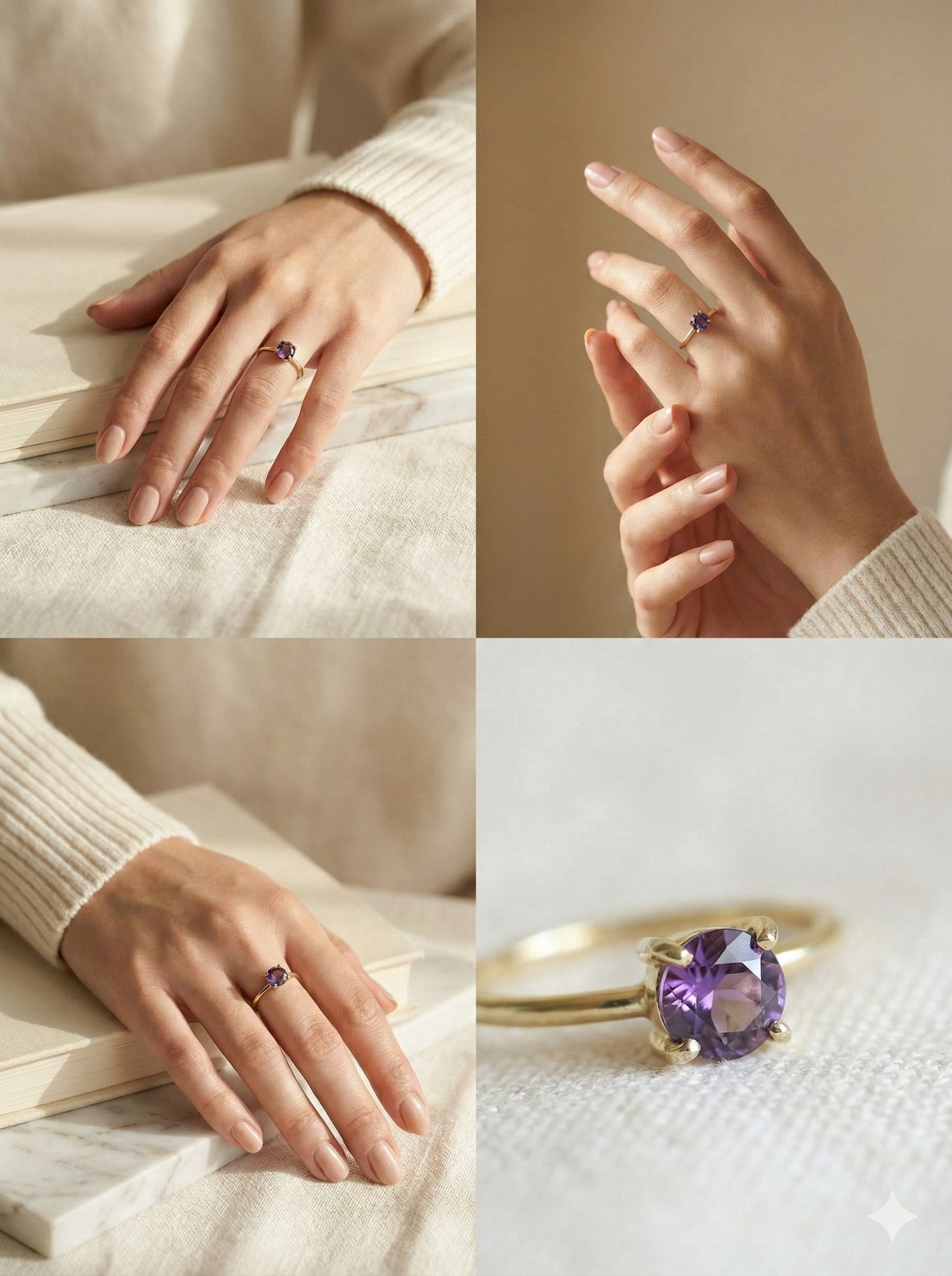 Amora Violet Brass Ring (Anti Tarnish)