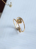 Black Rainbow Labradorite Crystal Brass Adjustable Ring (Anti Tarnish)