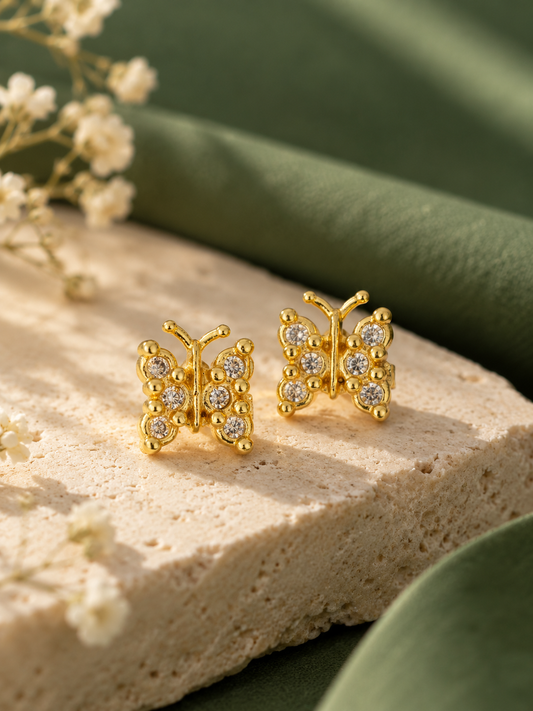 Butterfly Diamond Brass Studs (Anti Tarnish)