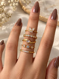 Bella Adjustable Brass Ring Stack (Anti Tarnish) - 6 Rings