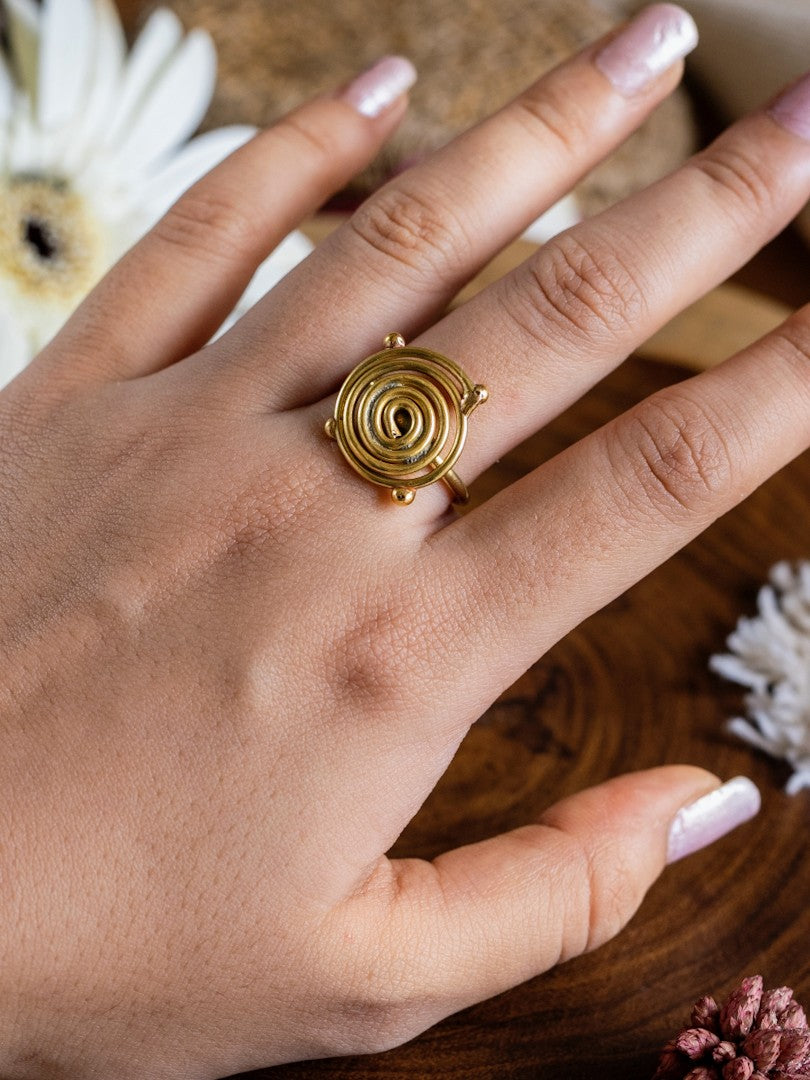 Spiral Sun Brass Ring Adjustable (Anti Tarnish)