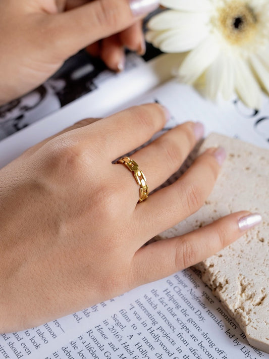 Chain Link Brass Ring Adjustable (Anti Tarnish)