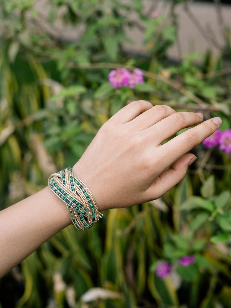 Green Entwine Beaded Adjustable Bracelet