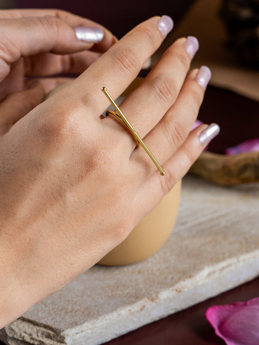 Skye Line Brass Adjustable Ring (Anti Tarnish)