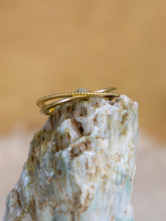 Dual Line Brass Adjustable Ring (Anti Tarnish)