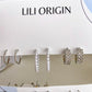 6 Pair Sparkling Big Hoop Silver Earrings - Lili-Origin